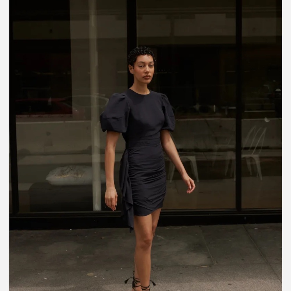 RHODE Crepe De Chine Pia Dress | Black Crepe De Chine